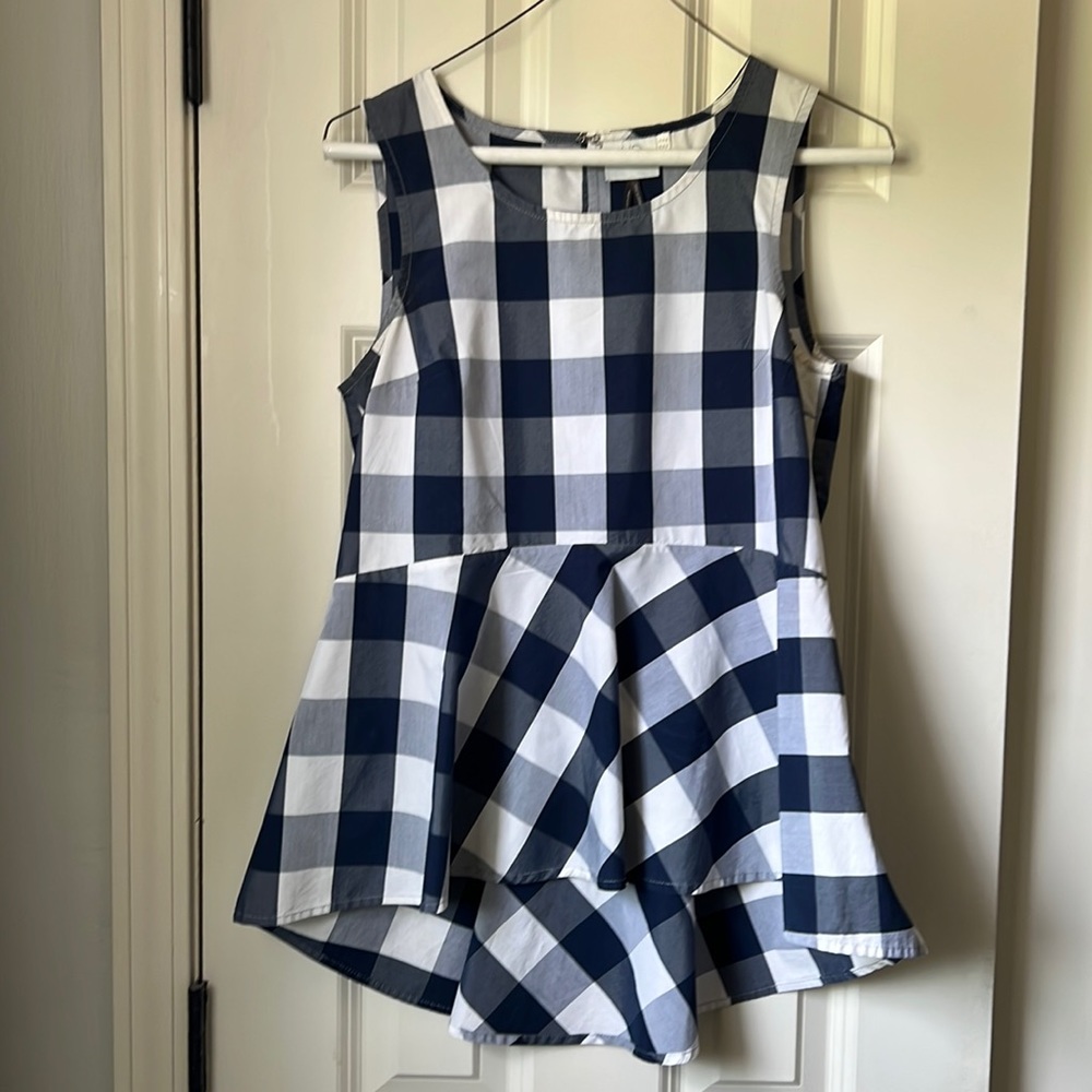 Gingham Peplum sleeveless top